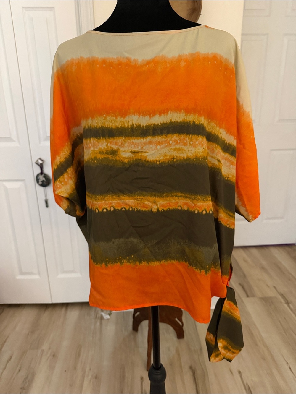 Michael Michael Kors Orange and Cream Patterned Blouse